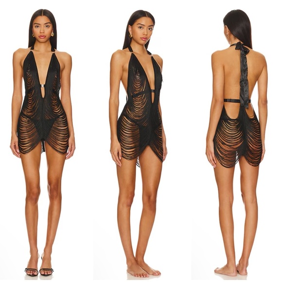 Thistle and Spire Fringe Benefts Slip in Black Size M/L - Picture 1 of 13